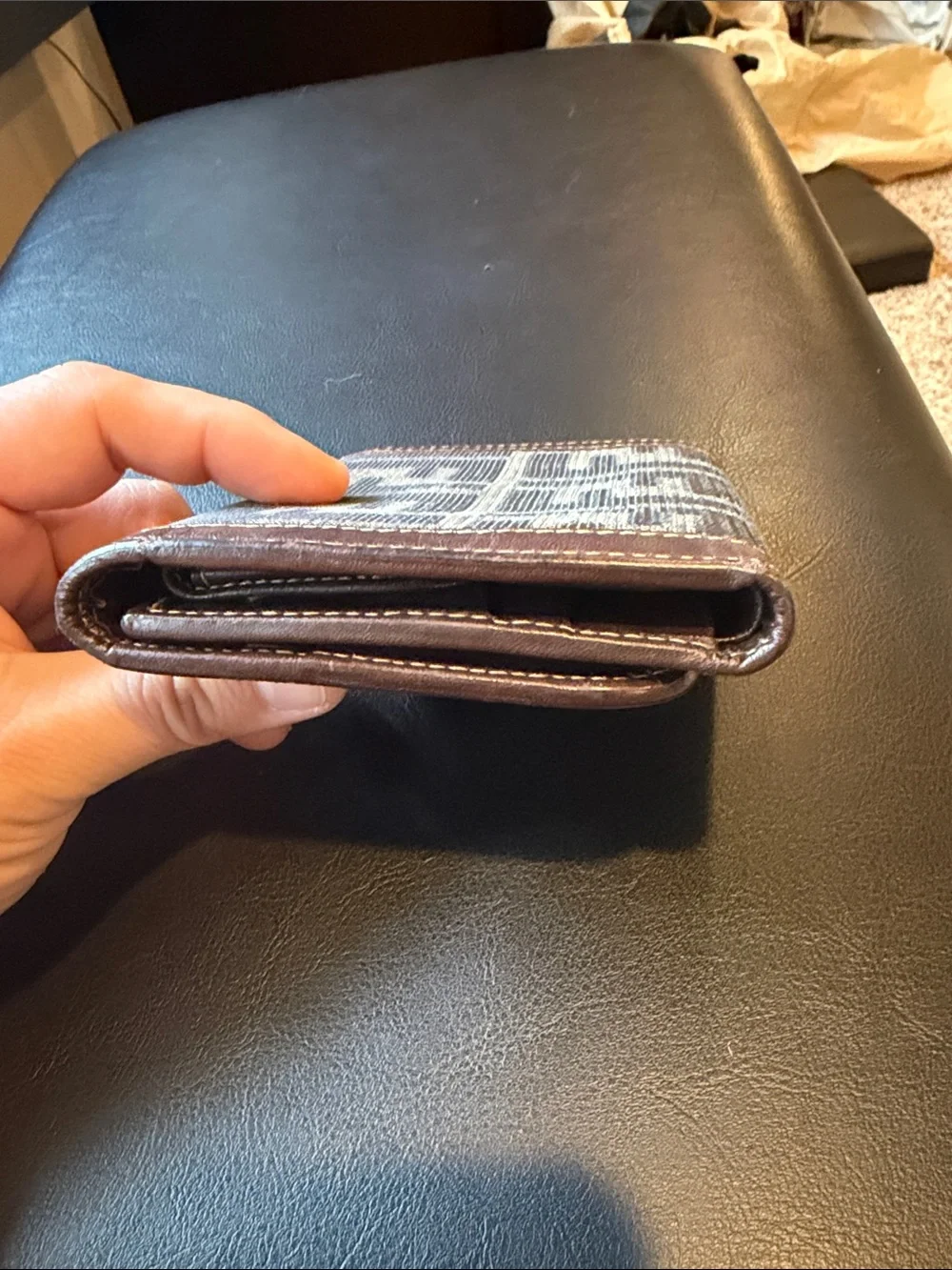 Fendi Zucca Monogram Bifold Wallet in Brown and Black with Coin Pouch